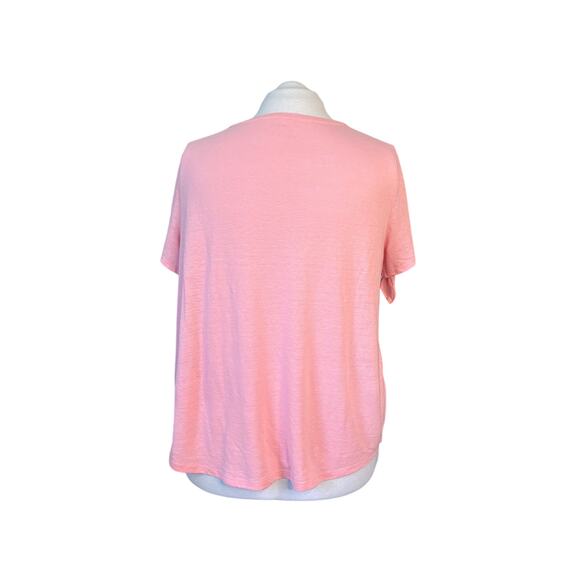 Talbots Plus Size Pink Tie Sleeve Linen Top T-shirt 2X Soft Girl Pastel - Picture 4 of 10